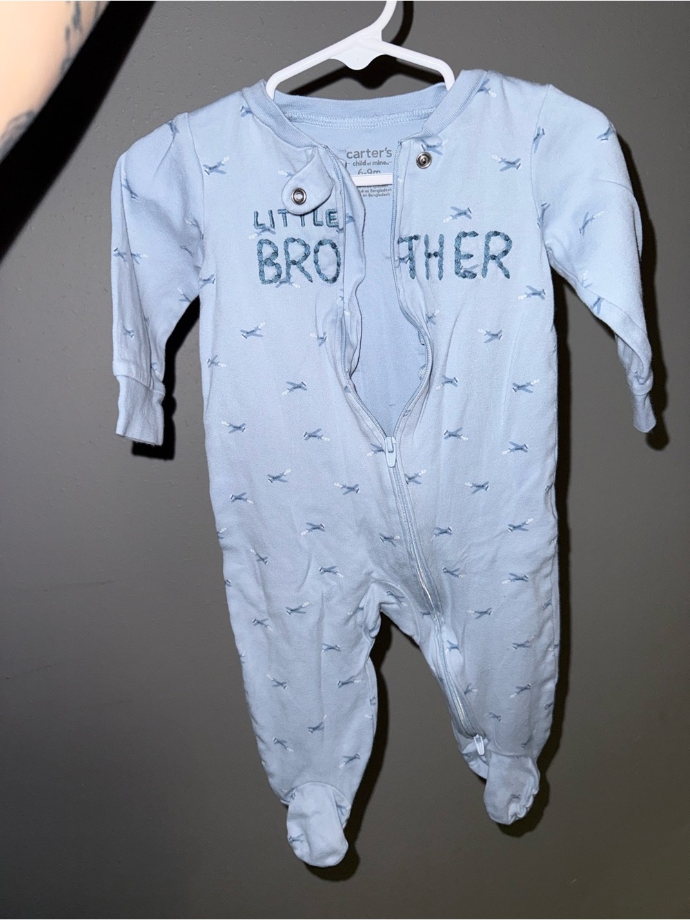 Carter's Baby Blue 'Little Brother' Footed One-Piece